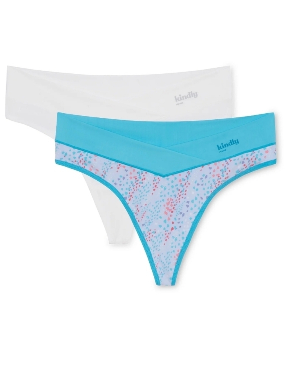Kindly 2-Pack So Comfy Thong - Teal + White Confetti.     10